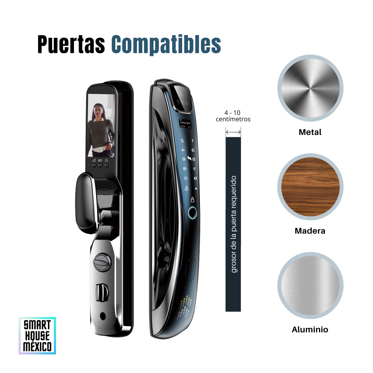 Cerradura Electrónica Inteligente de Seguridad con Cámara y 7 Métodos de Apertura - Obsidian