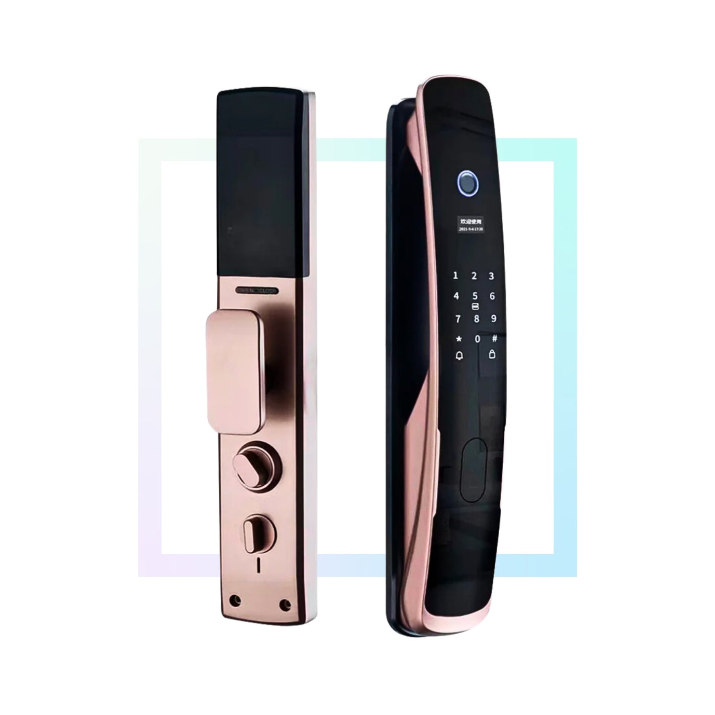 Cerradura Electrónica Wifi De Seguridad con Timbre y 5 Métodos de Apertura - Quantum Oro Rosa