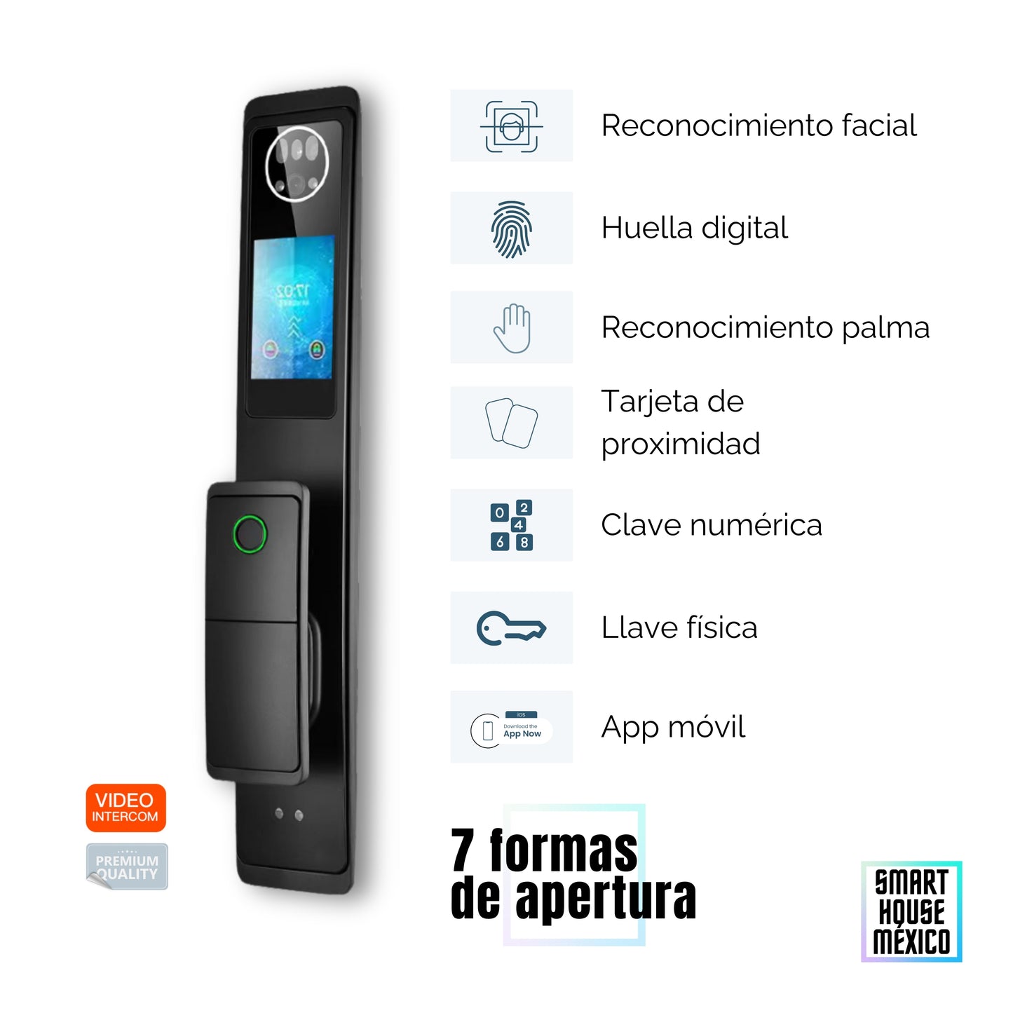 Cerradura Electrónica Inteligente de Seguridad con Cámara y 7 Métodos de Apertura - Halo Pro
