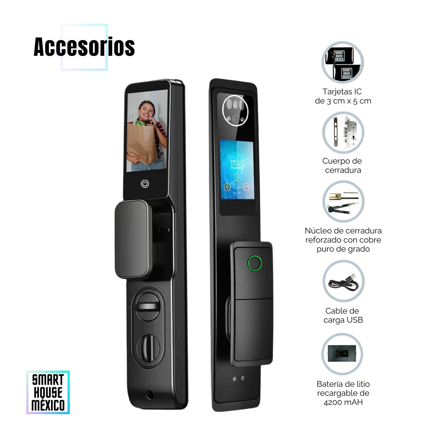 Cerradura Electrónica Inteligente de Seguridad con Cámara y 7 Métodos de Apertura - Halo Pro