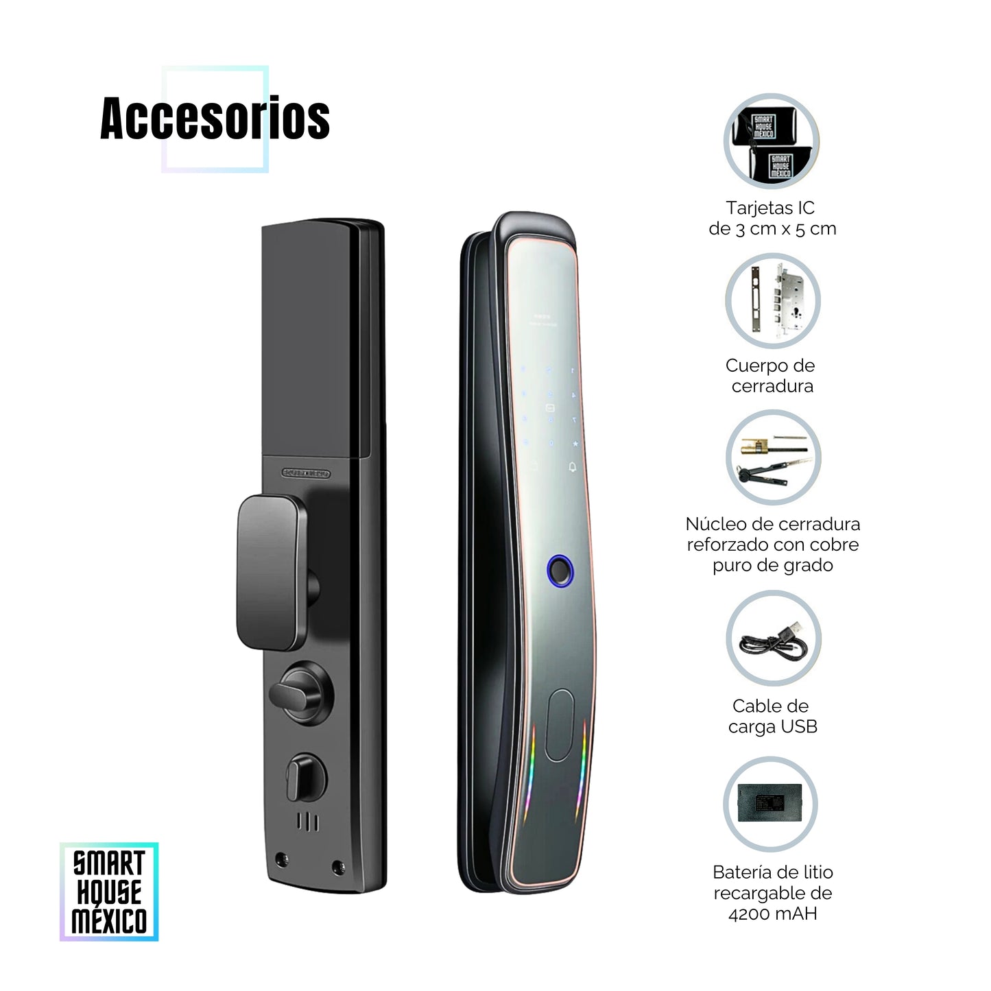 Cerradura Electrónica Inteligente Wifi De Seguridad con Timbre y 5 Métodos de Apertura - Luminar