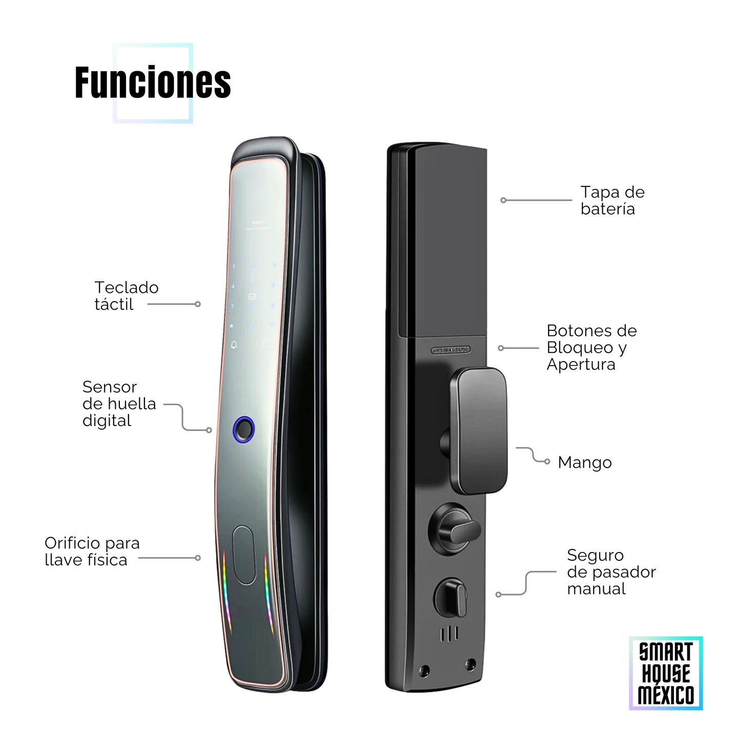 Cerradura Electrónica Inteligente Wifi De Seguridad con Timbre y 5 Métodos de Apertura - Luminar