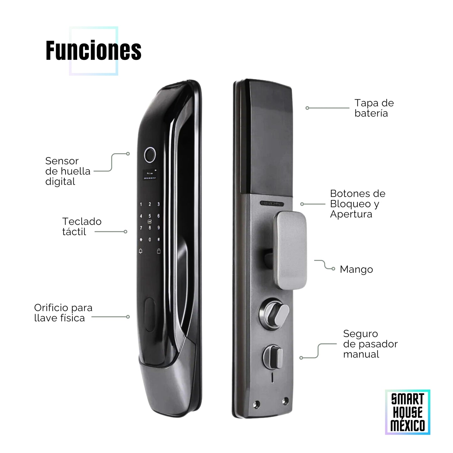 Cerradura Electrónica Wifi De Seguridad con Timbre y 5 Métodos de Apertura - Orbit Gris