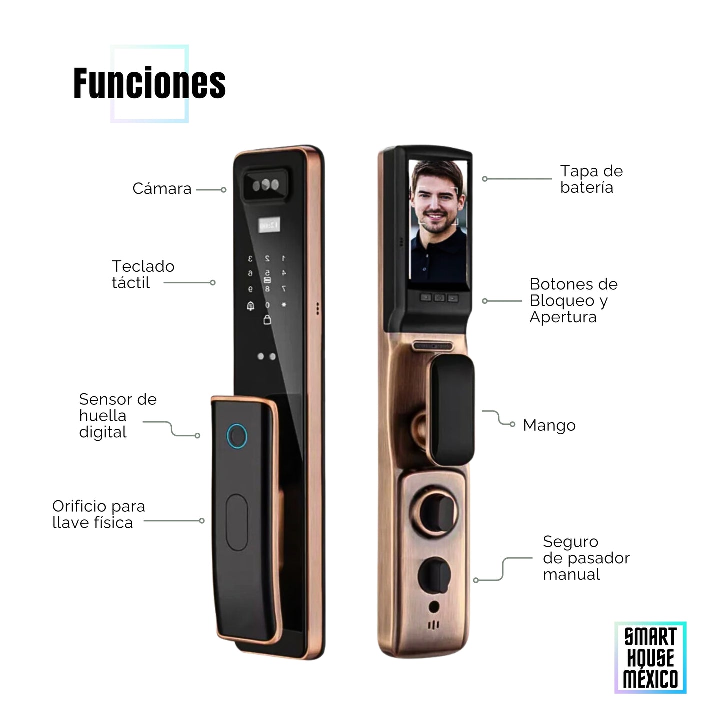 Cerradura Electrónica Wifi De Seguridad con Timbre y 6 Métodos de Apertura - Vortex