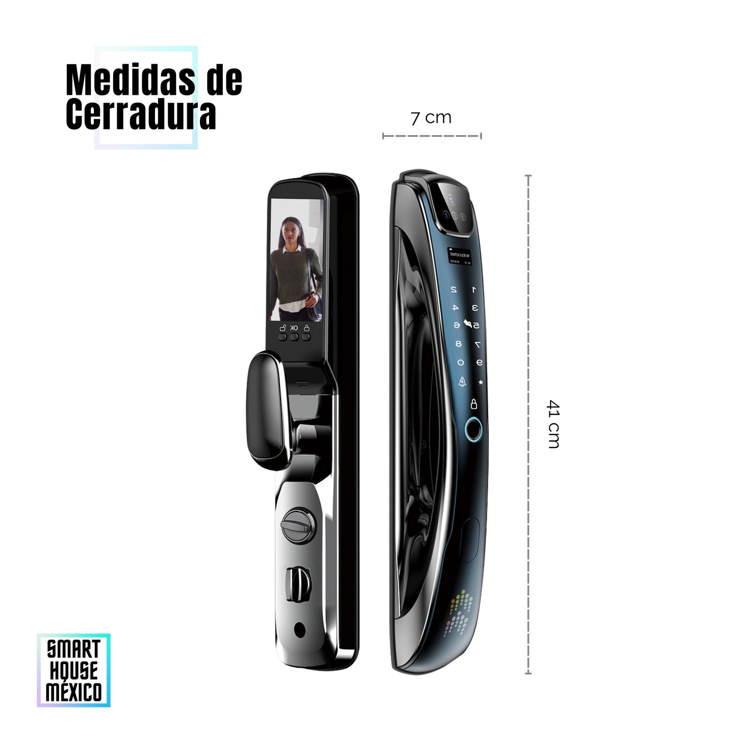 Cerradura Electrónica Inteligente de Seguridad con Cámara y 7 Métodos de Apertura - Obsidian
