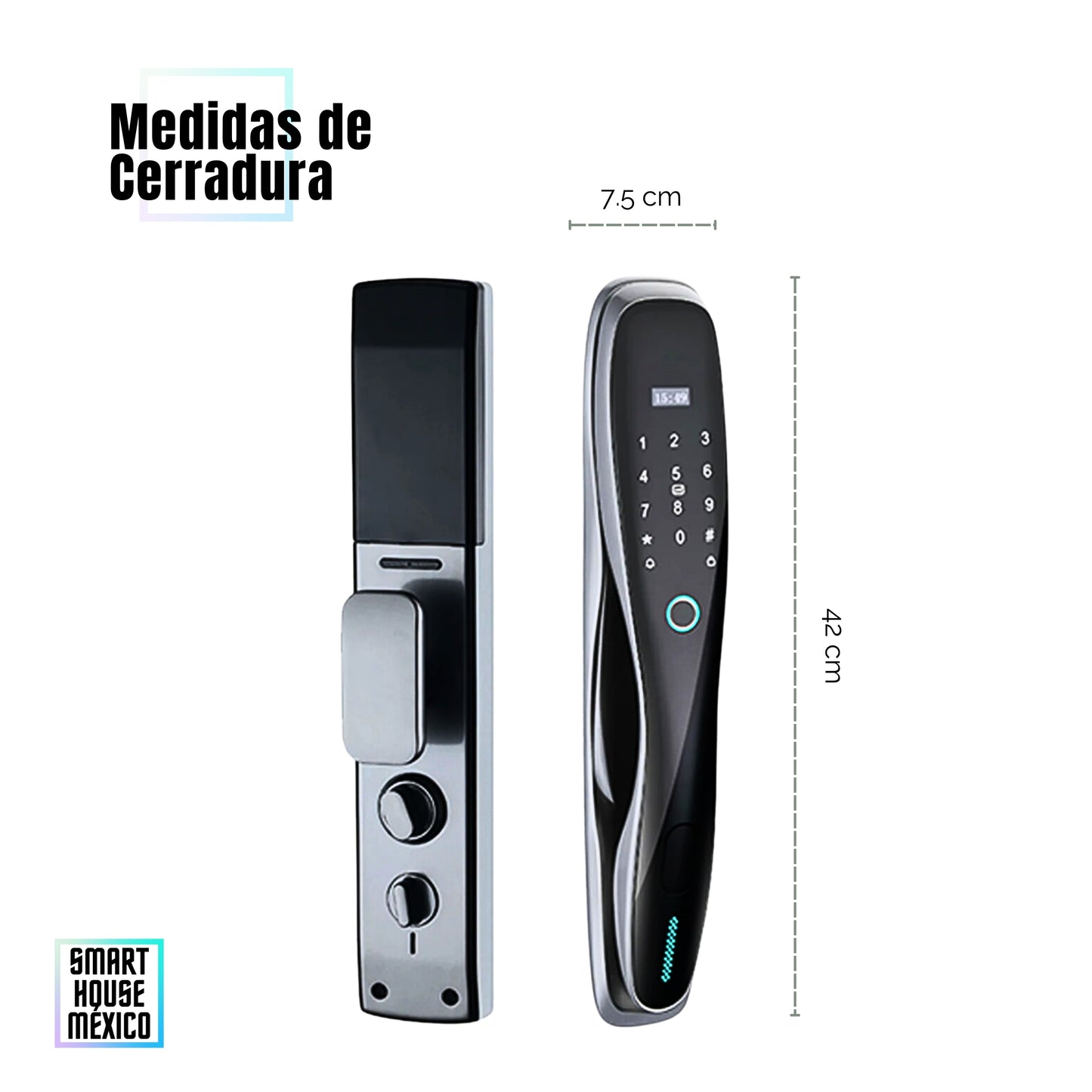 Cerradura Electrónica Wifi De Seguridad con Timbre y 5 Métodos de Apertura - Pulsar Gris