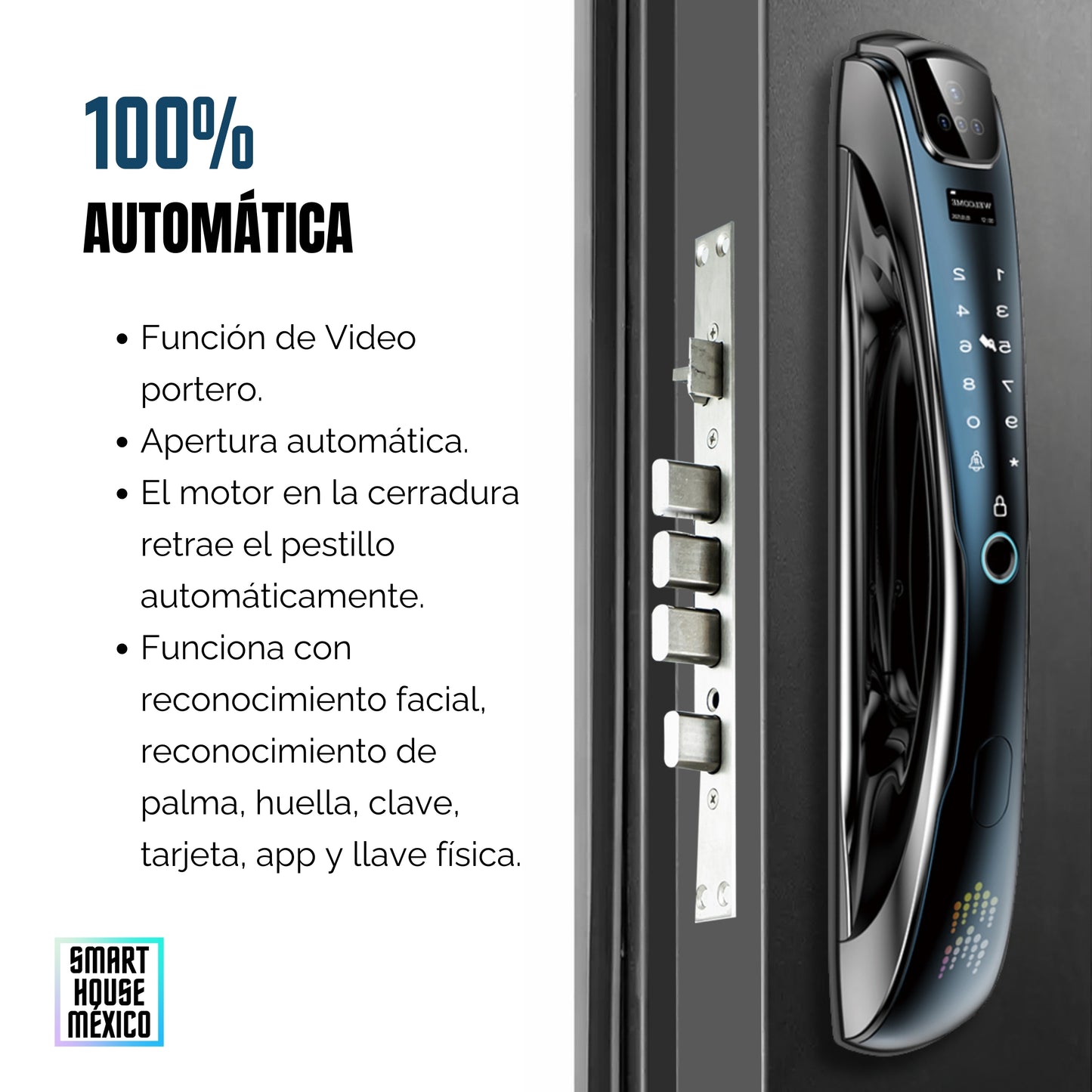 Cerradura Electrónica Inteligente de Seguridad con Cámara y 7 Métodos de Apertura - Obsidian