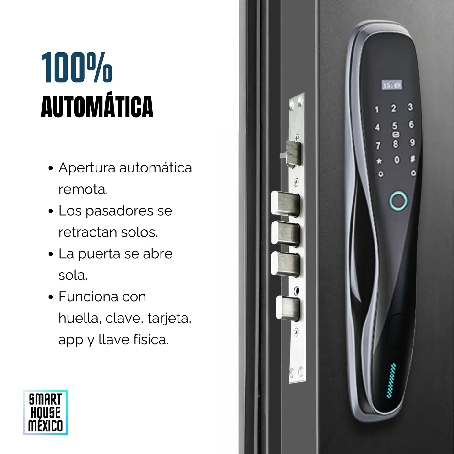 Cerradura Electrónica Wifi De Seguridad con Timbre y 5 Métodos de Apertura - Pulsar Gris