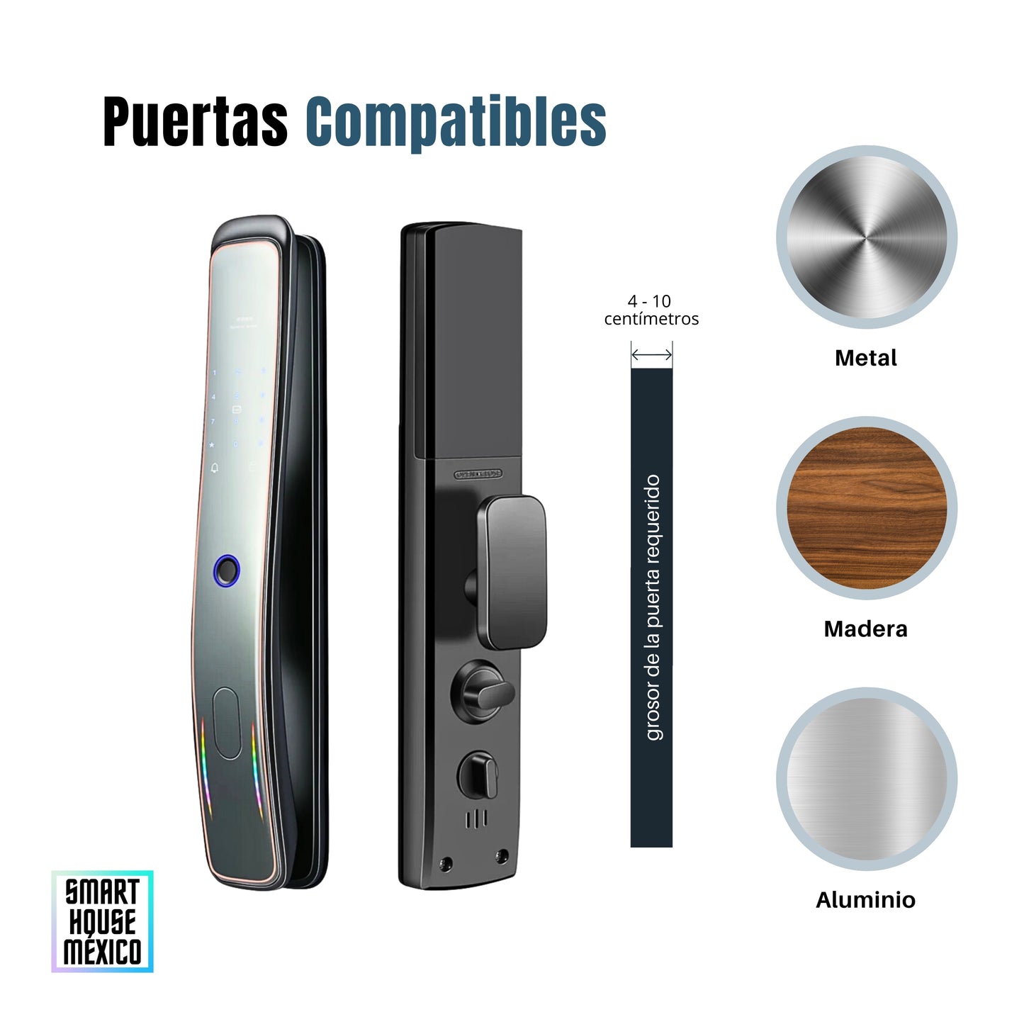 Cerradura Electrónica Inteligente Wifi De Seguridad con Timbre y 5 Métodos de Apertura - Luminar