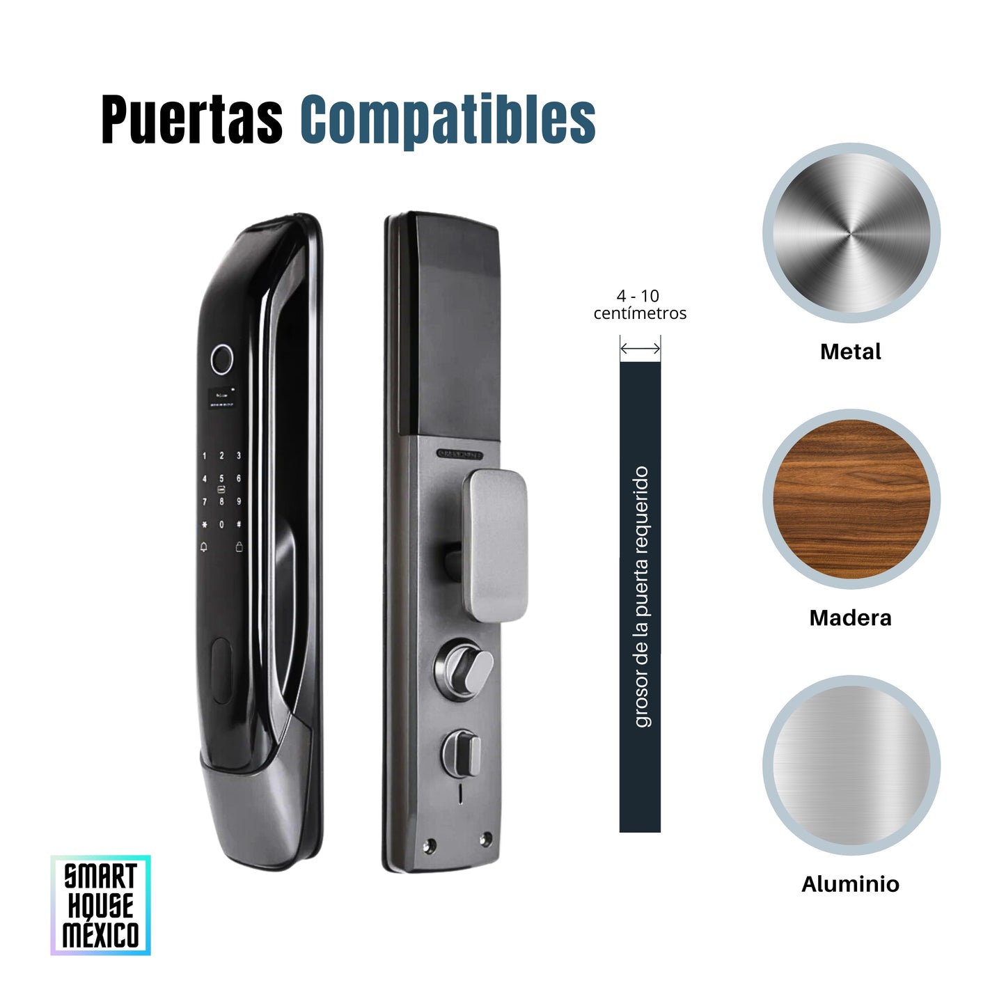 Cerradura Electrónica Wifi De Seguridad con Timbre y 5 Métodos de Apertura - Orbit Gris