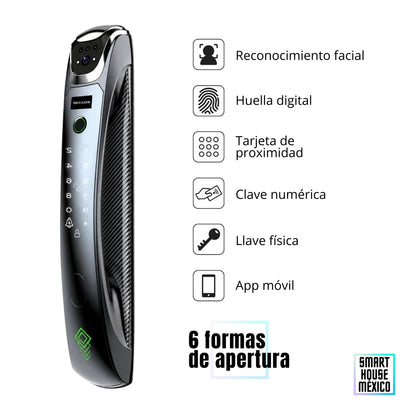 Cerradura Electrónica Inteligente de Seguridad con Cámara y 6 Métodos de Apertura – Obsidian