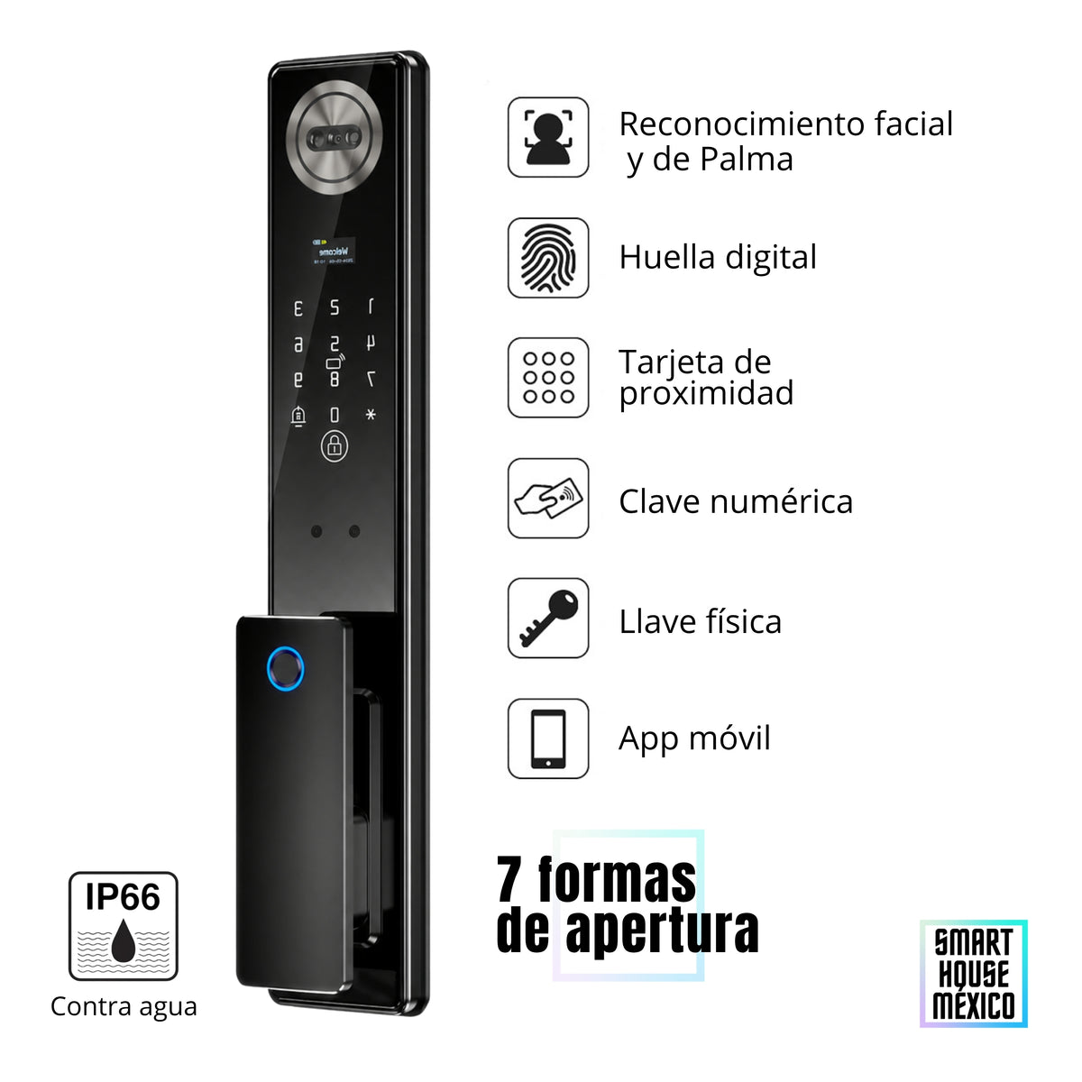 Cerradura Inteligente con Cámara y 7 Métodos de Apertura – Orion | Contra agua