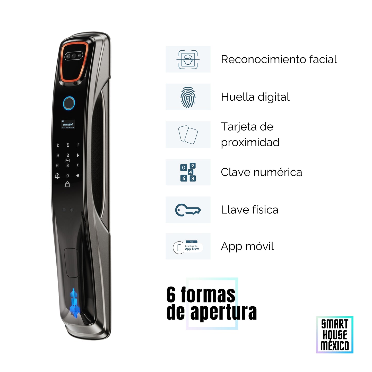 Cerradura Electrónica Wifi De Seguridad con Timbre y 6 Métodos de Apertura - Spectrum