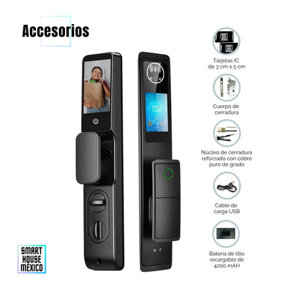 Cerradura Electrónica Inteligente de Seguridad con Cámara y 7 Métodos de Apertura - Halo Pro
