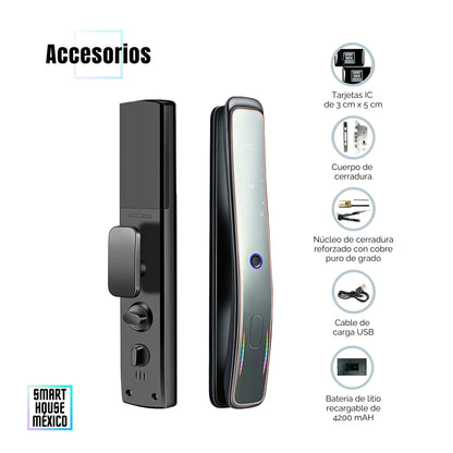 Cerradura Electrónica Inteligente Wifi De Seguridad con Timbre y 5 Métodos de Apertura - Luminar