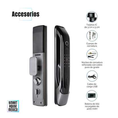 Cerradura Electrónica Wifi De Seguridad con Timbre y 5 Métodos de Apertura - Orbit Gris