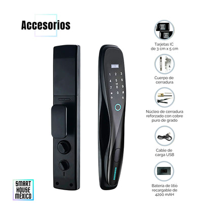 Cerradura Electrónica Wifi De Seguridad con Timbre y 5 Métodos de Apertura - Pulsar Negro