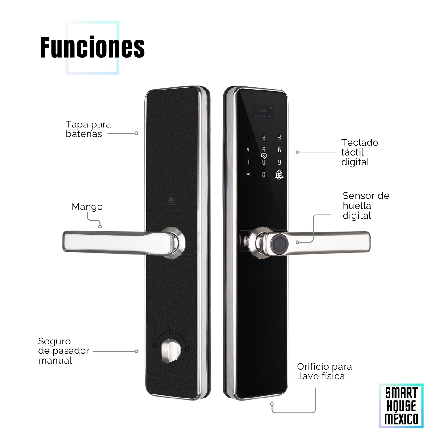 Cerradura Electrónica Inteligente de Seguridad con 5 Métodos de Apertura Contra Agua - Glacier