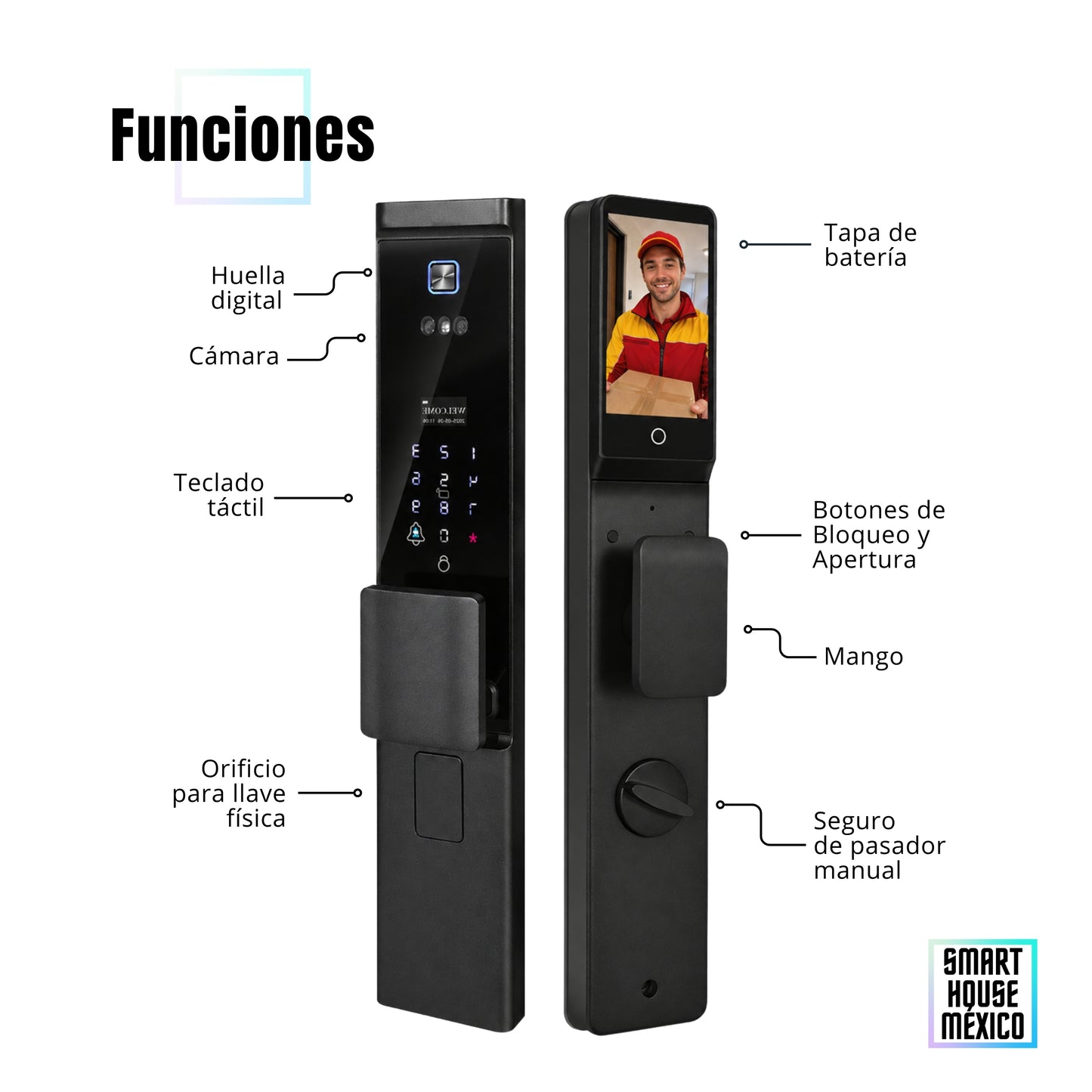 Cerradura Electrónica Inteligente de Seguridad con Cámara y 7 Métodos de Apertura – Onyx