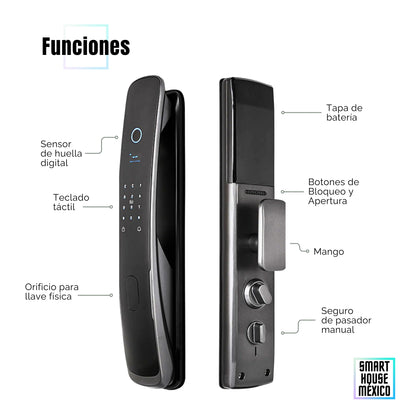 Cerradura Electrónica Wifi De Seguridad con Timbre y 5 Métodos de Apertura - Quantum Gris