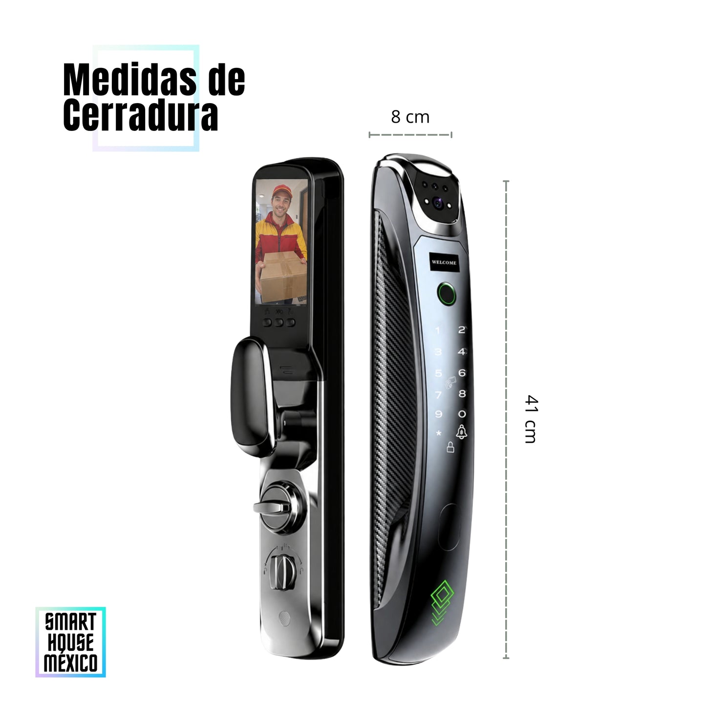 Cerradura Electrónica Inteligente de Seguridad con Cámara y 6 Métodos de Apertura – Obsidian