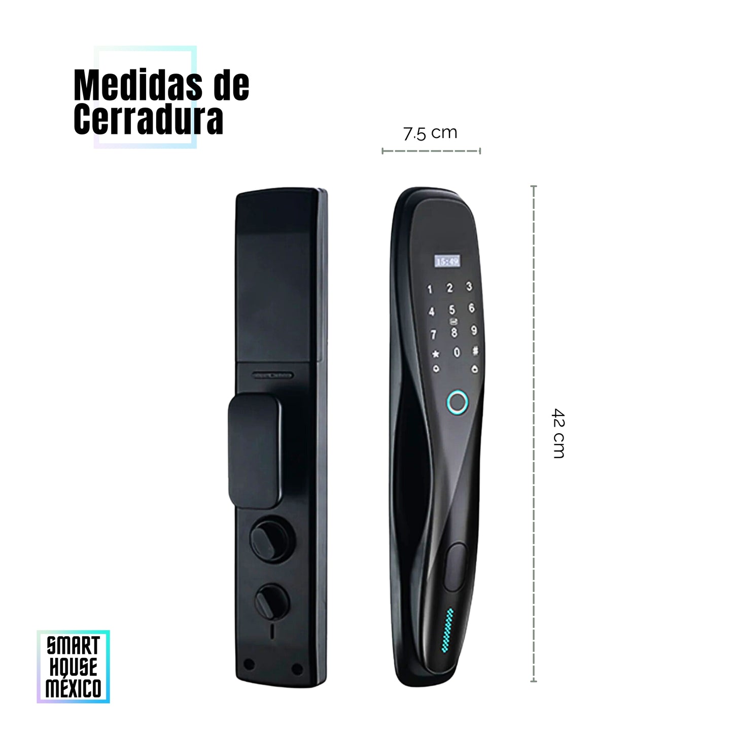 Cerradura Electrónica Wifi De Seguridad con Timbre y 5 Métodos de Apertura - Pulsar Negro