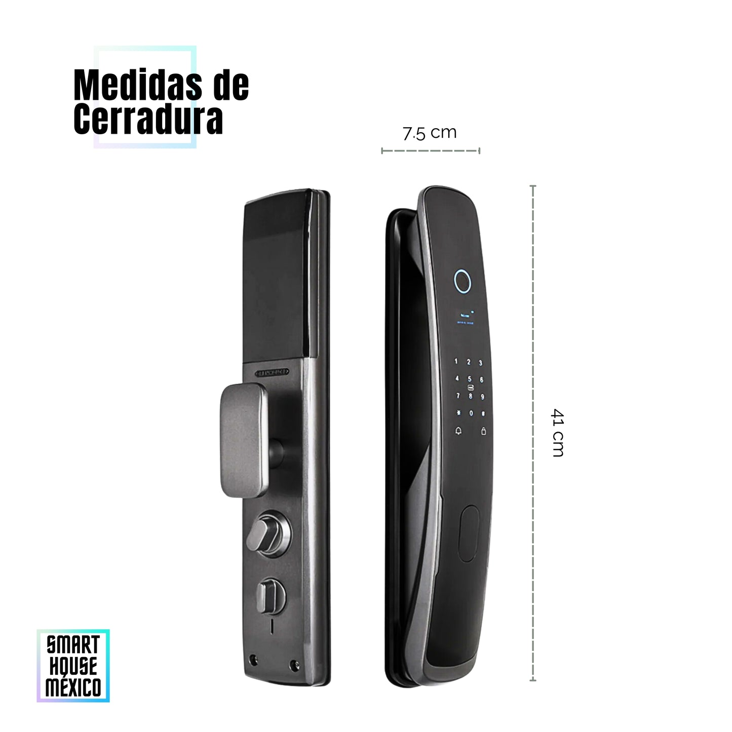 Cerradura Electrónica Wifi De Seguridad con Timbre y 5 Métodos de Apertura - Quantum Gris