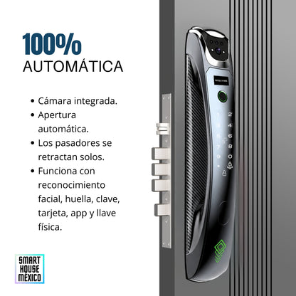 Cerradura Electrónica Inteligente de Seguridad con Cámara y 6 Métodos de Apertura – Obsidian