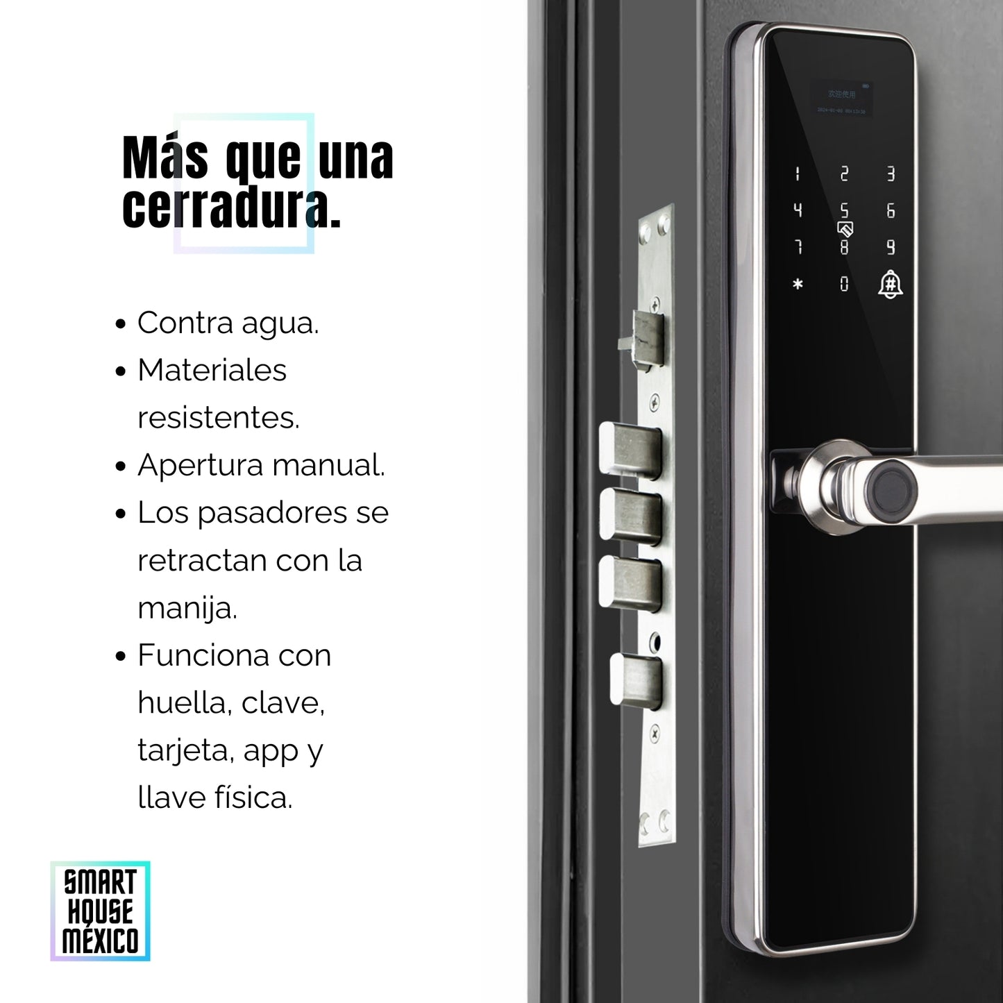 Cerradura Electrónica Inteligente de Seguridad con 5 Métodos de Apertura Contra Agua - Glacier