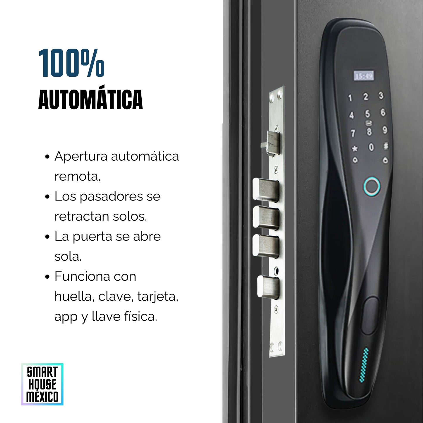 Cerradura Electrónica Wifi De Seguridad con Timbre y 5 Métodos de Apertura - Pulsar Negro