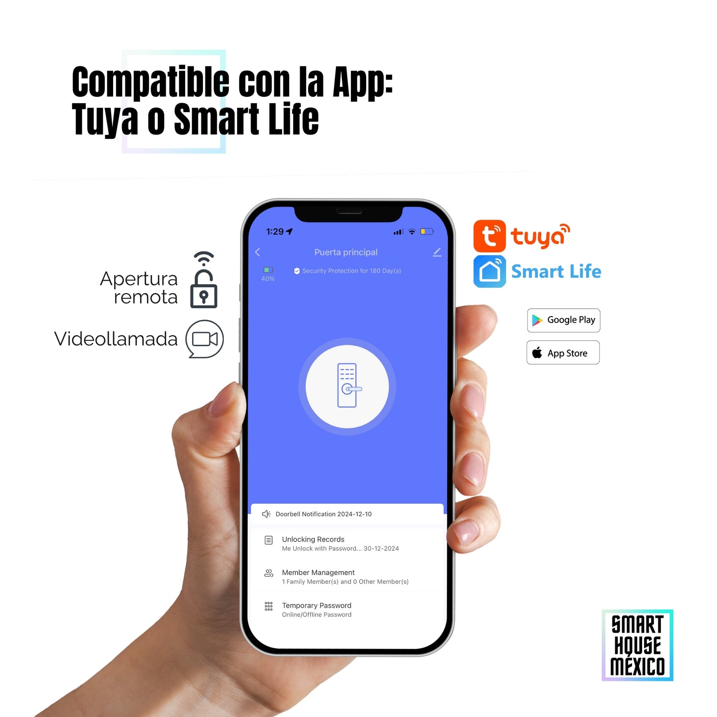 Cerradura Electrónica Inteligente de Seguridad con Cámara y 7 Métodos de Apertura - Aurora