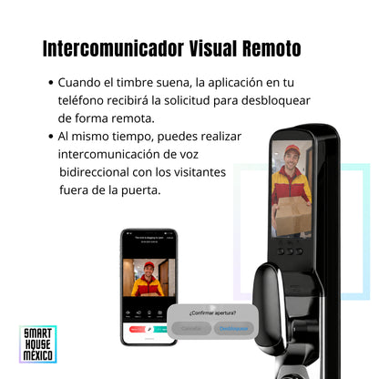 Cerradura Electrónica Inteligente de Seguridad con Cámara y 6 Métodos de Apertura – Obsidian