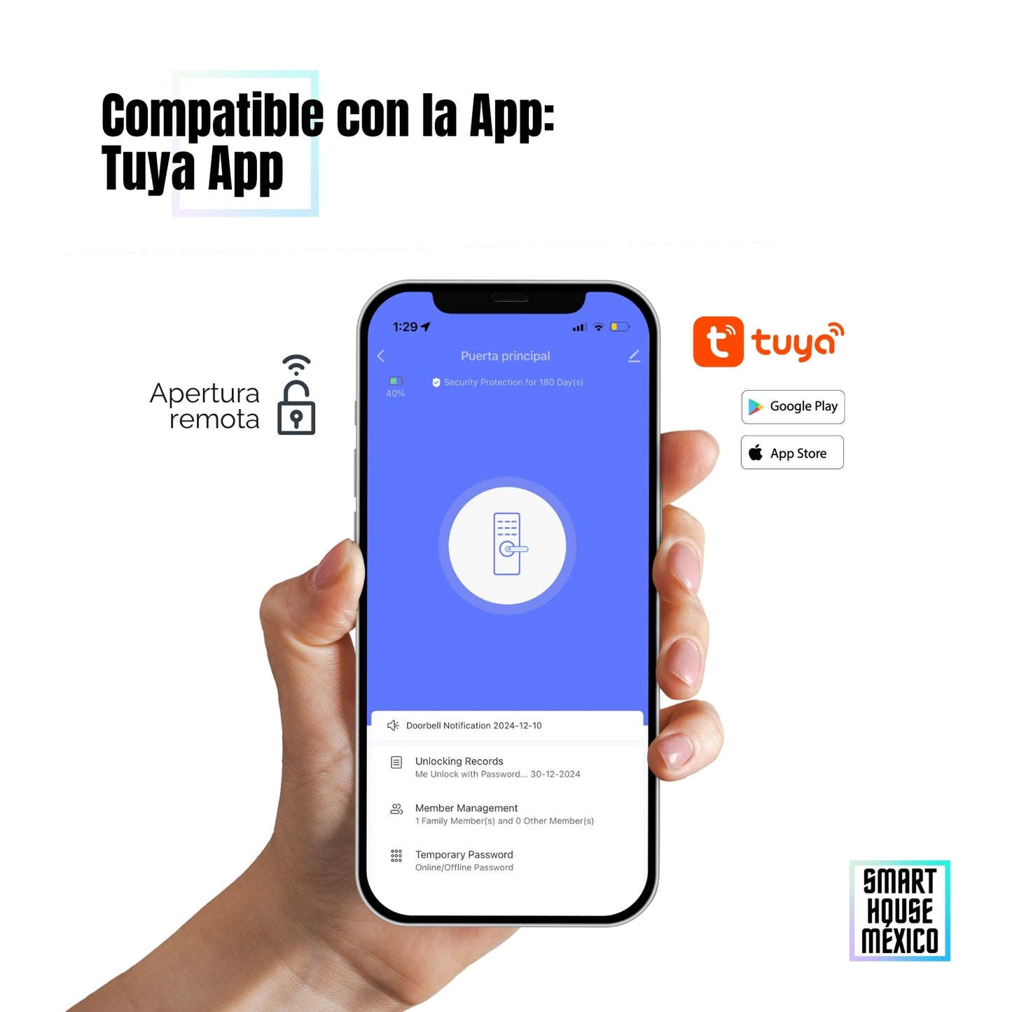 Cerradura Electrónica Inteligente de Seguridad con 5 Métodos de Apertura Puerta Corrediza – Blaze