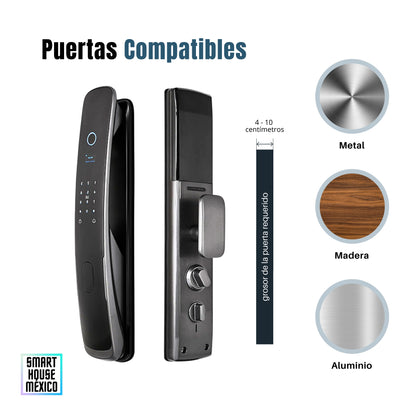 Cerradura Electrónica Wifi De Seguridad con Timbre y 5 Métodos de Apertura - Quantum Gris