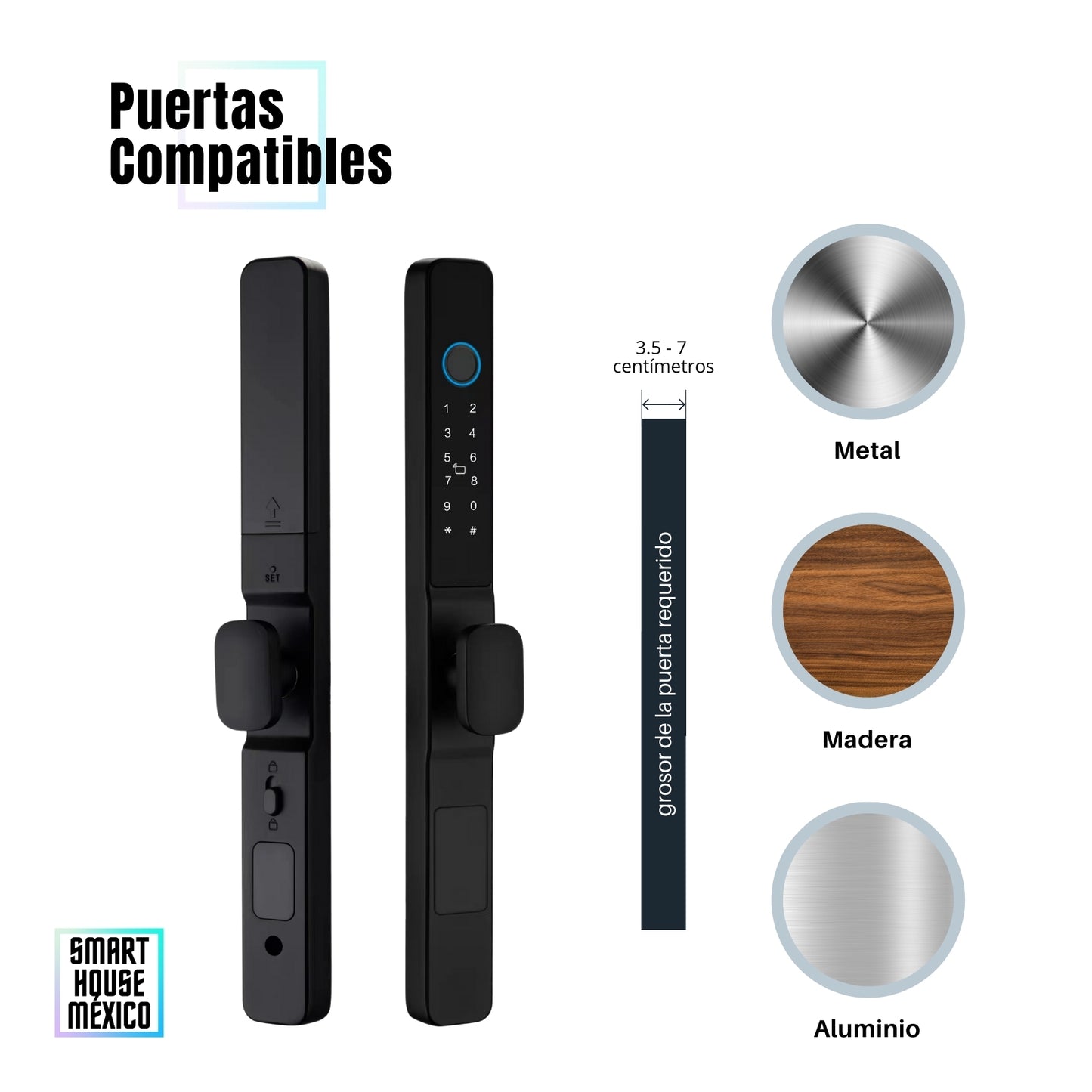 Cerradura Electrónica Inteligente de Seguridad con 5 Métodos de Apertura Puerta Corrediza – Blaze