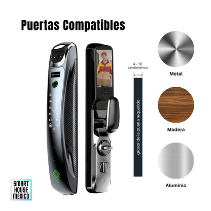 Cerradura Electrónica Inteligente de Seguridad con Cámara y 6 Métodos de Apertura – Obsidian